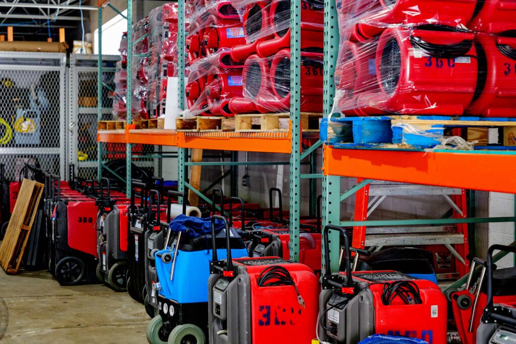 water damage dryers in building