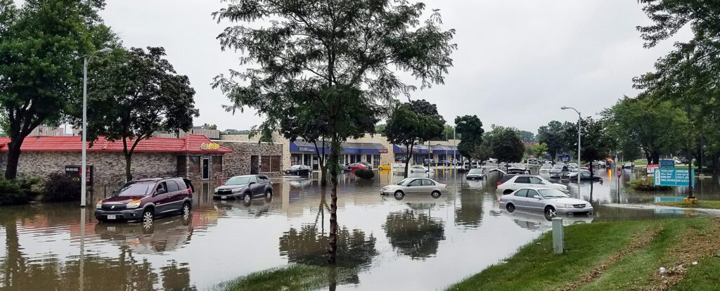 water damage in shopping mall